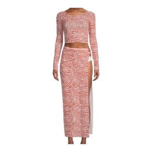 Kendall & Kylie Two Piece Zebra Mesh Swim Coverup Size Large